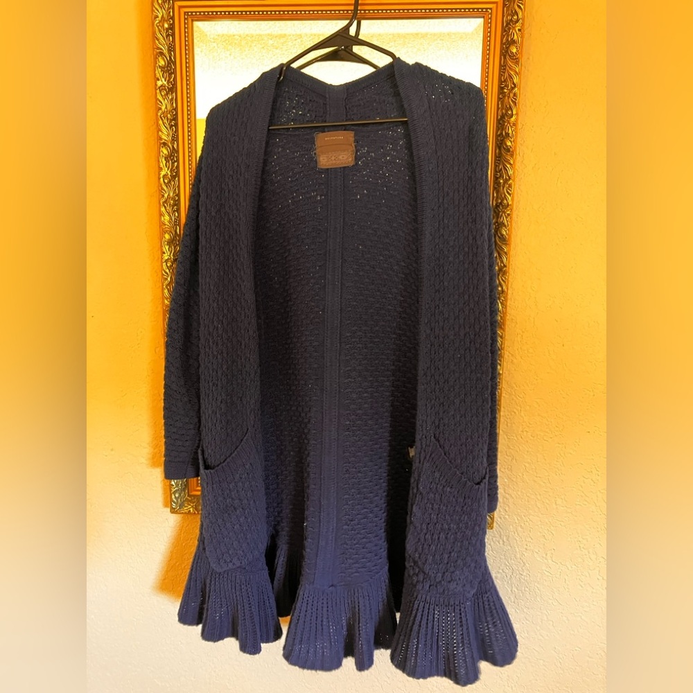 Blue Knit Cardigan Sweater